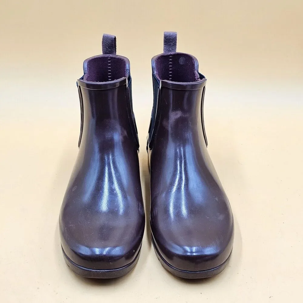Hunter Original Chelsea Rain Boots Gloss Burgundy Maroon Women's Size 6